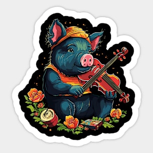 Pot-Bellied Pig Playing Violin Sticker